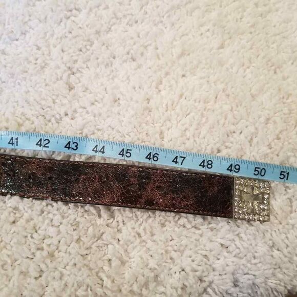 Nocona Rhinestone Buckle Brown Belt L - Picture 8 of 8